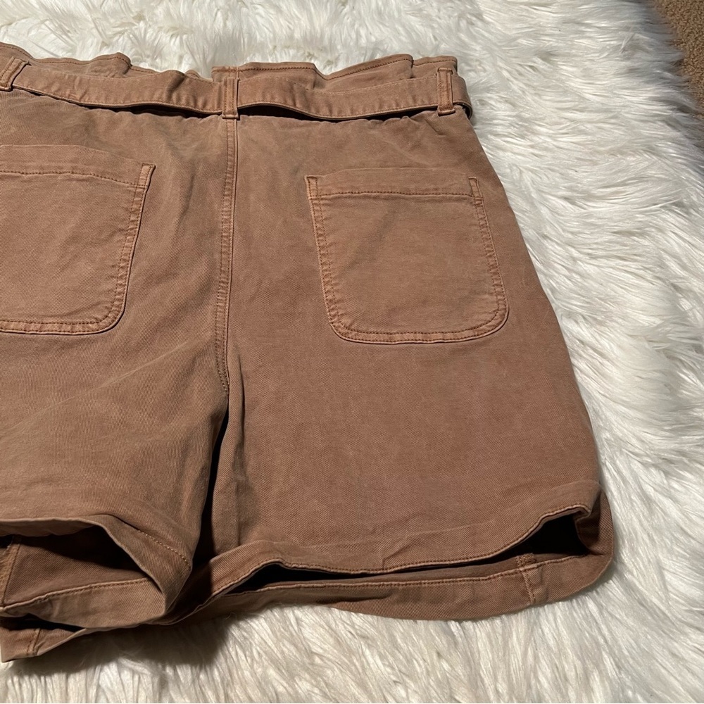 Loft Cuffed Paperbag High Waisted Twill Shorts Tan XL - Picture 8 of 10